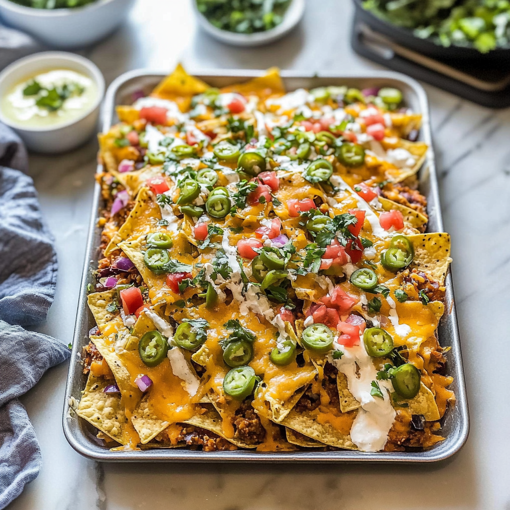 Recipe preparation for Sheet pan nachos