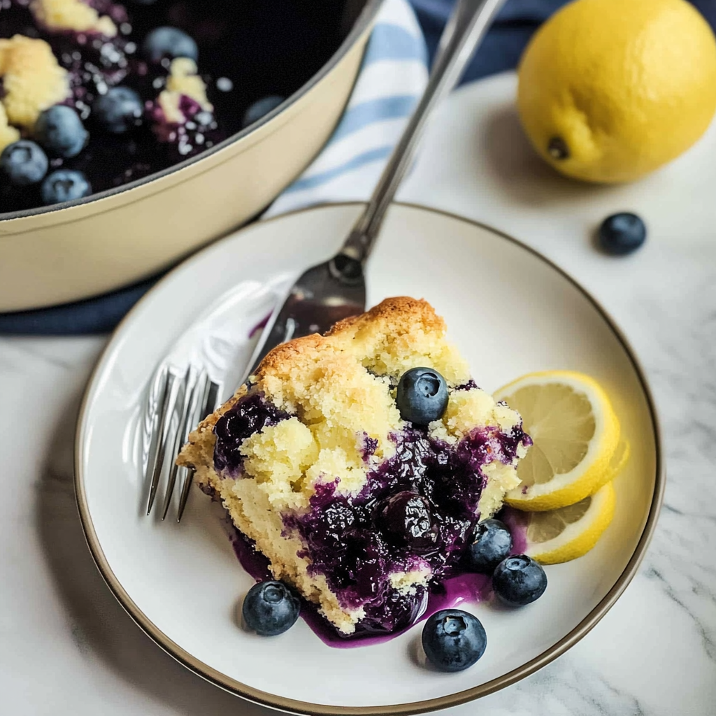 Recipe preparation for Blueberry Lemonade Dump Cake
