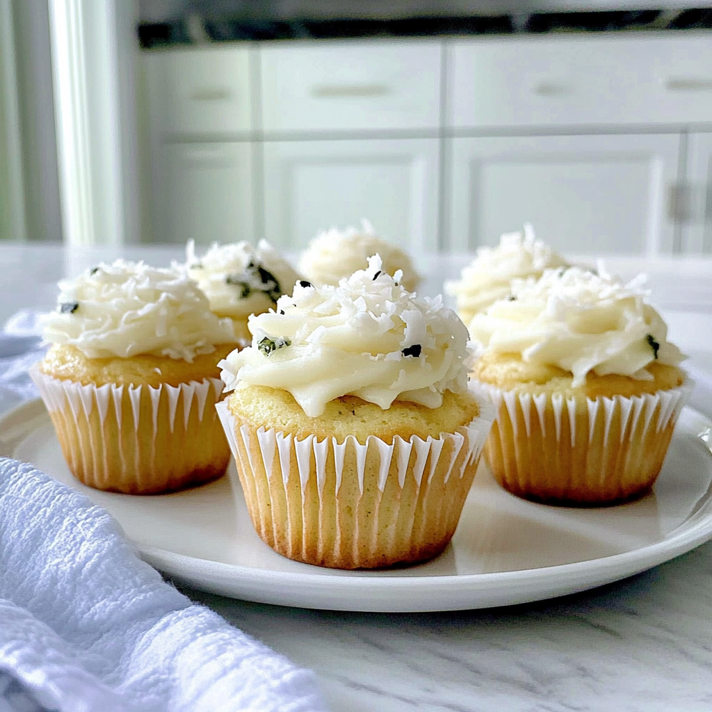 Recipe preparation for Coconut Cupcakes With Coconut Buttercream Frosting