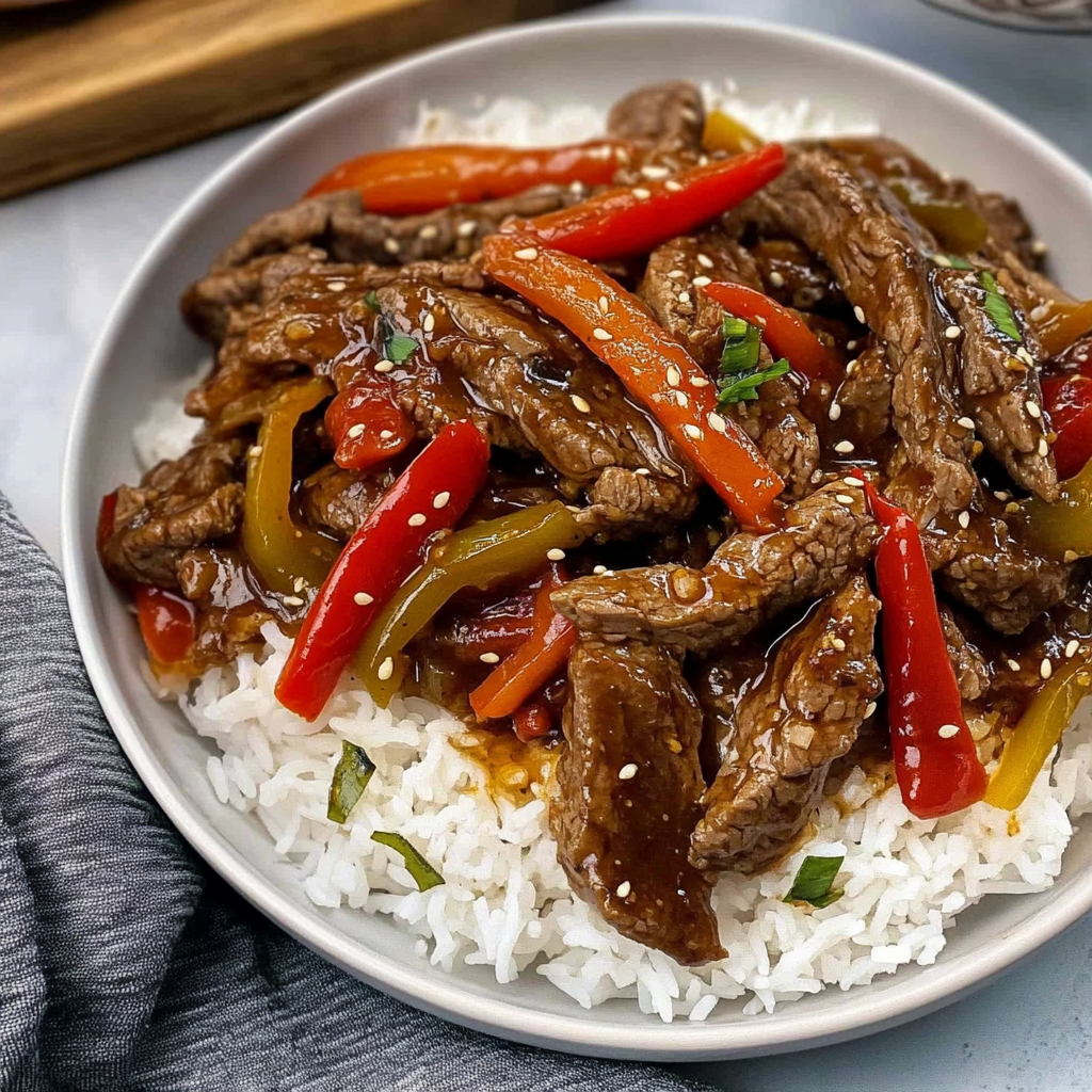 Recipe preparation for slow cooker pepper steak