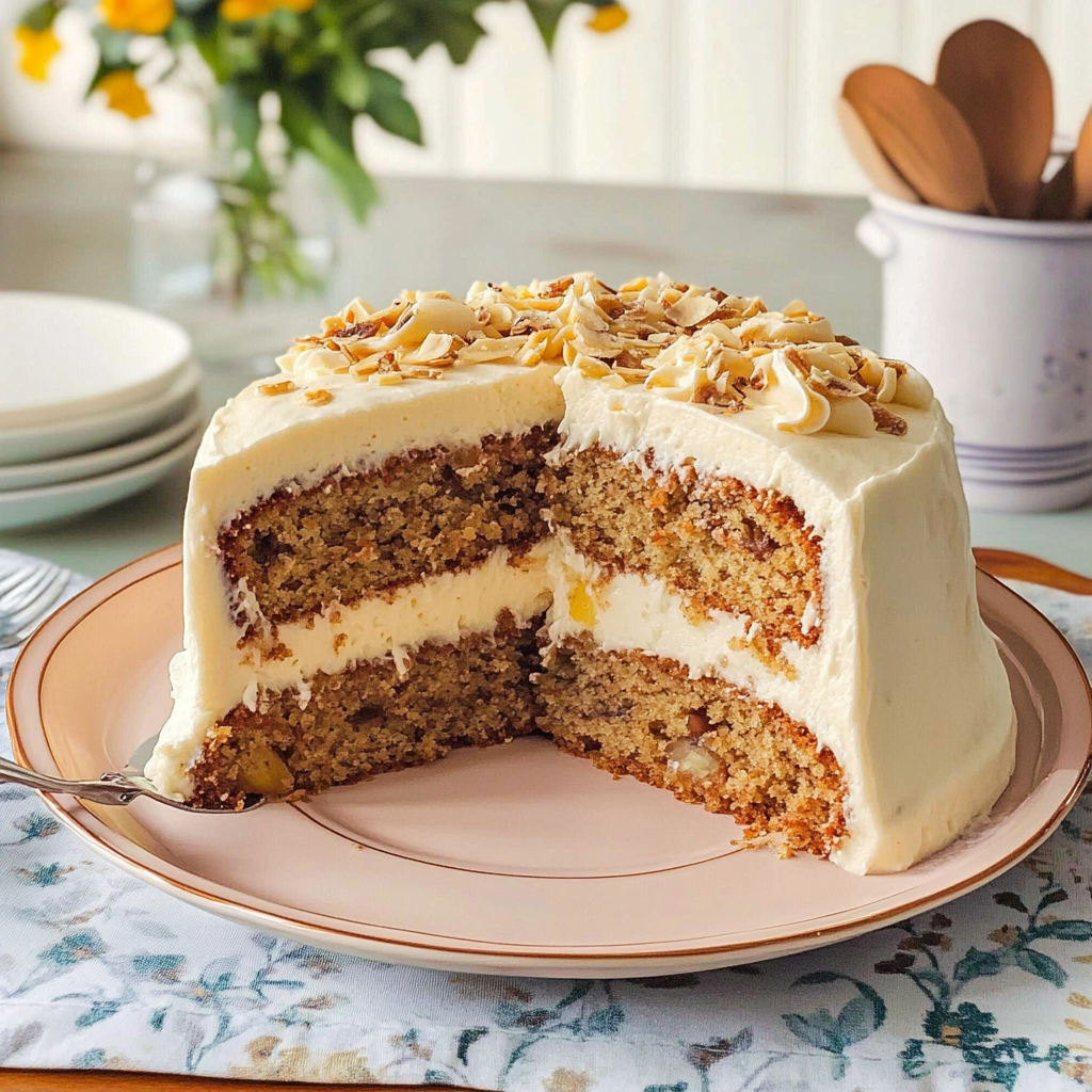 Recipe preparation for Hummingbird Cake