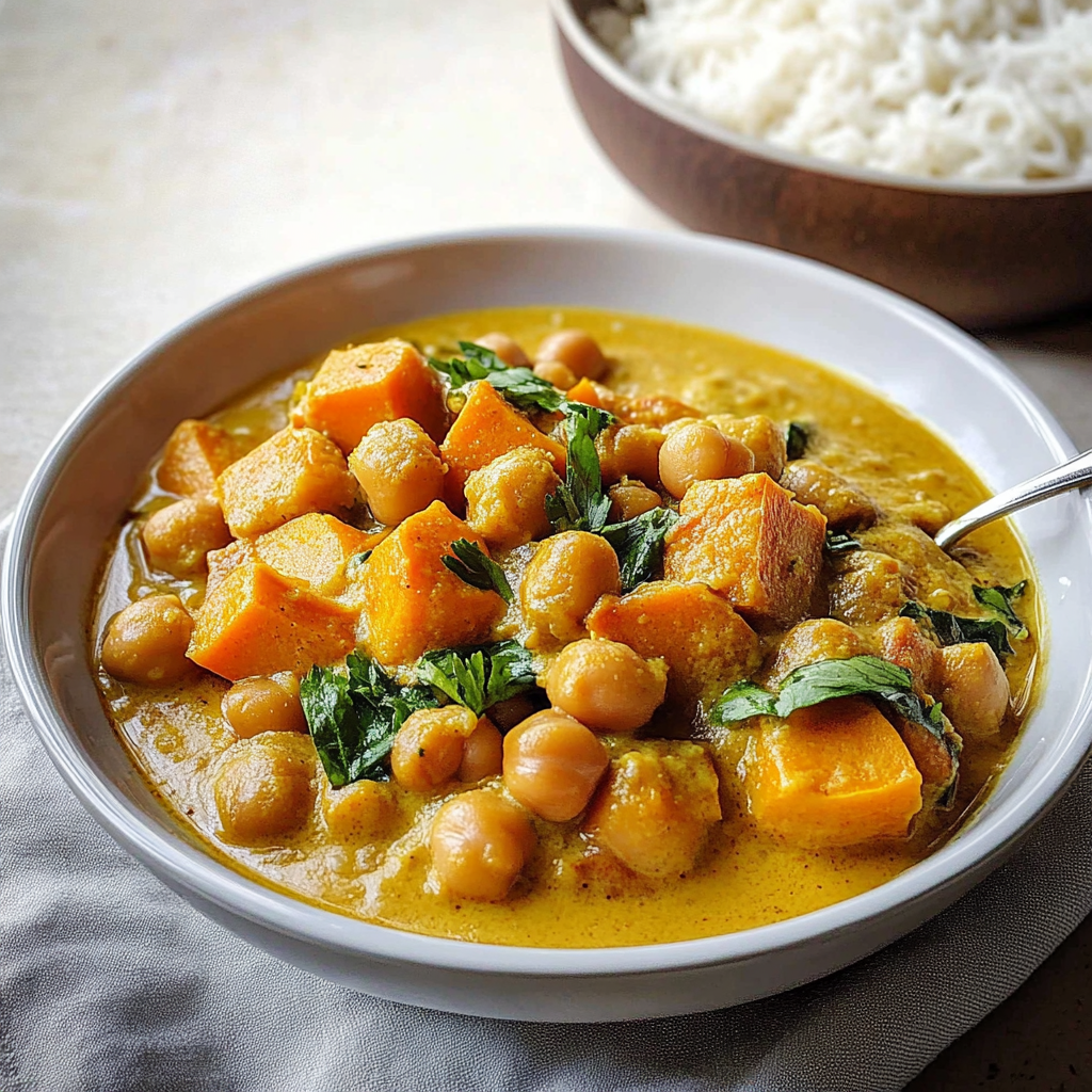 Recipe preparation for Instant Pot Coconut Curry Chickpeas & Sweet Potatoes