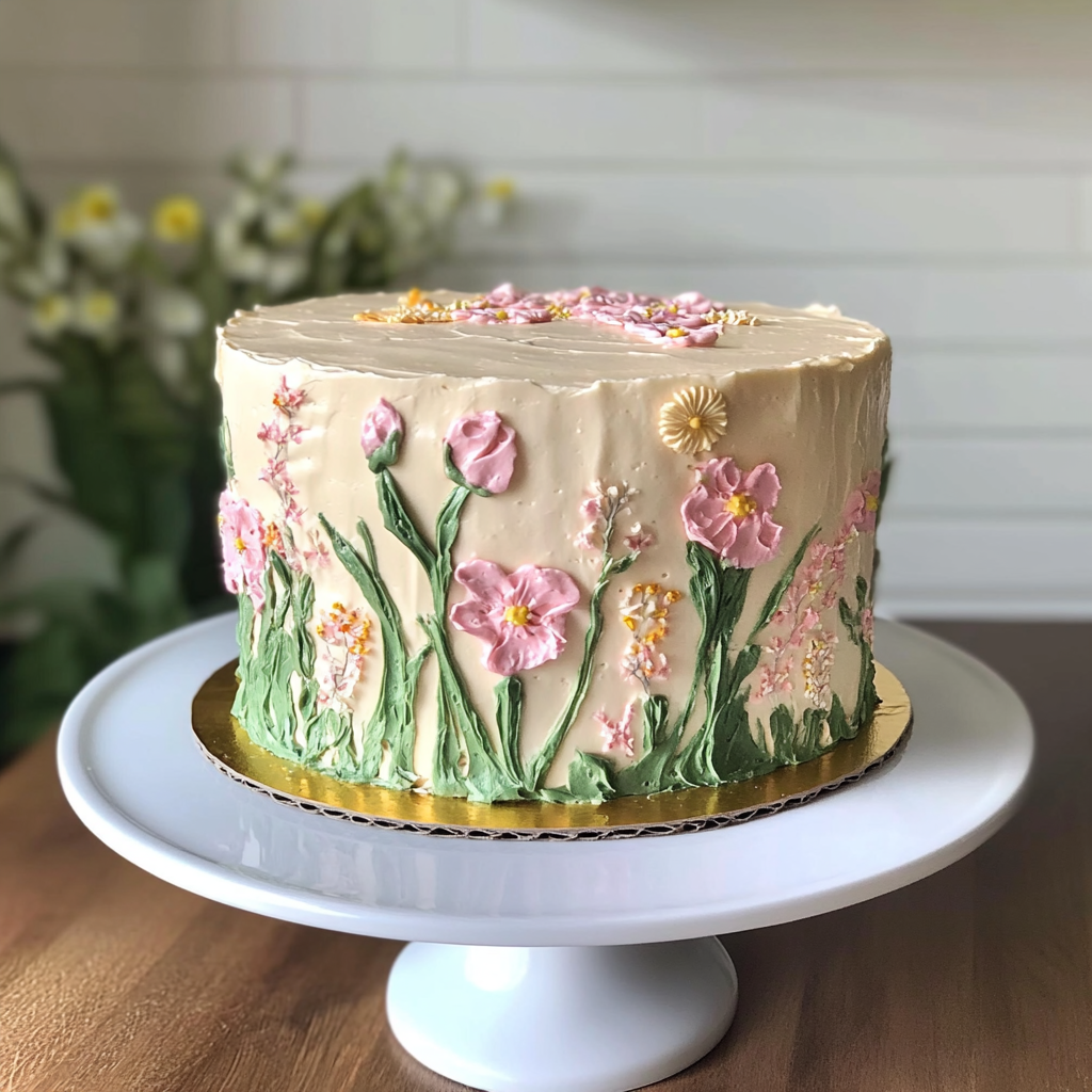 Recipe preparation for Floral Painted Buttercream Cake