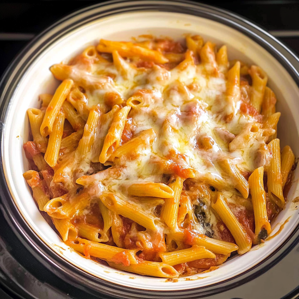 Recipe preparation for Slow Cooker Cheesy Penne