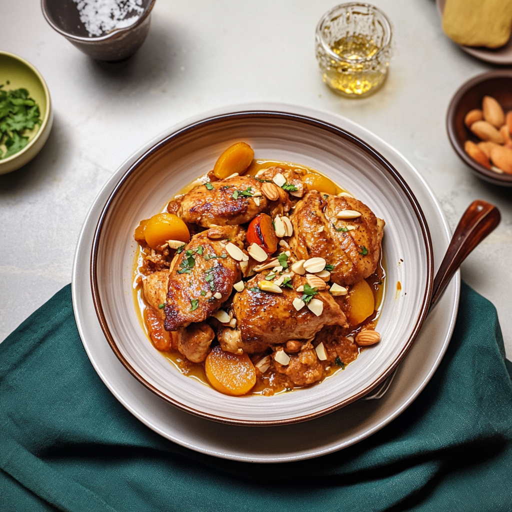 Recipe preparation for Instant Pot Moroccan Chicken with Apricots & Almonds