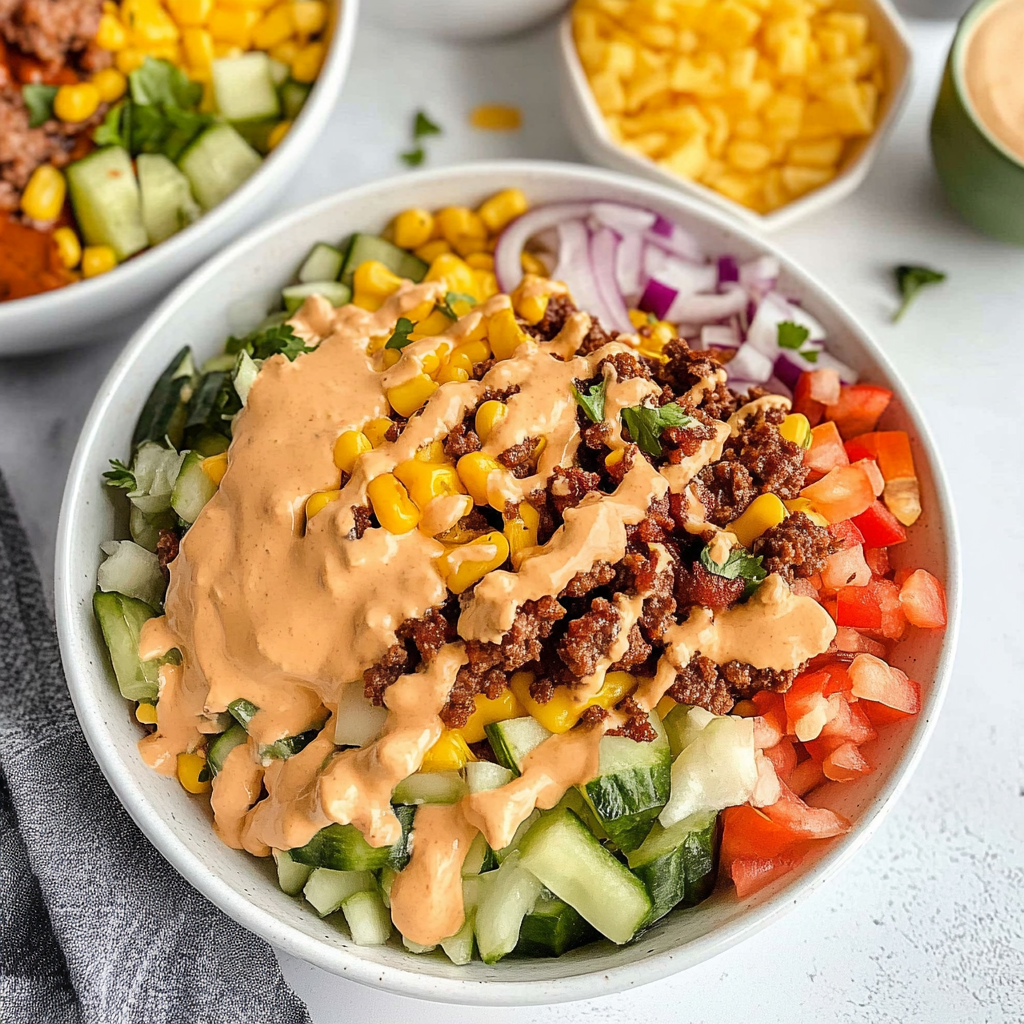 Recipe preparation for Cheeseburger Bowl