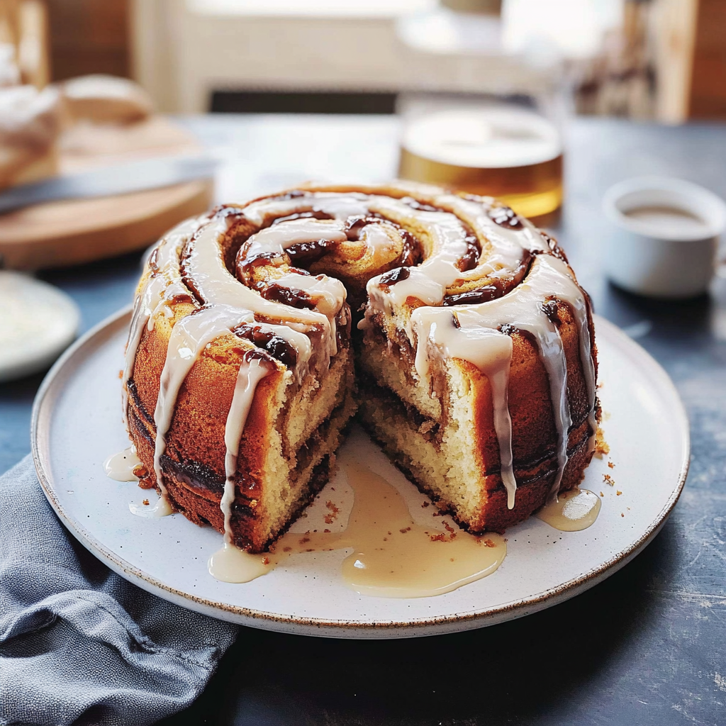 Recipe preparation for Cinnamon Roll Cake