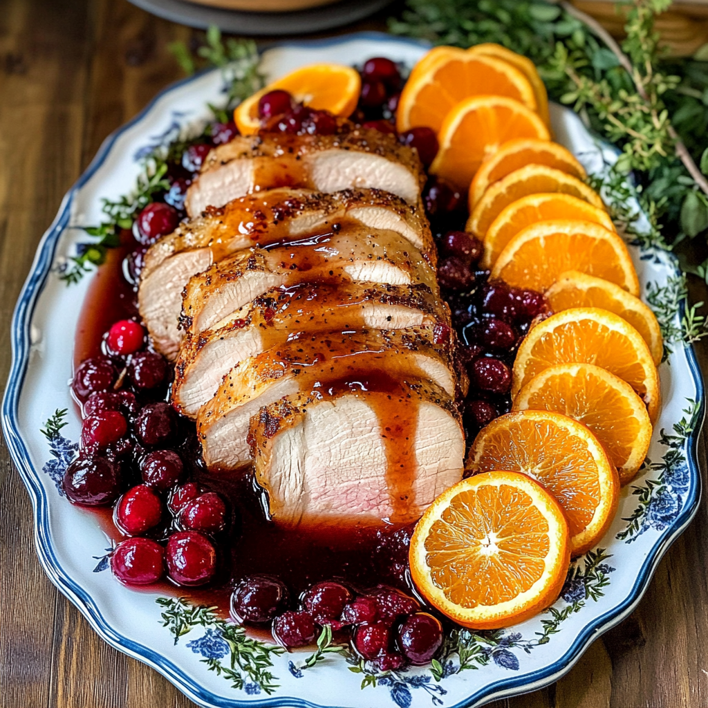 Recipe preparation for Cranberry Orange Pork Tenderloin