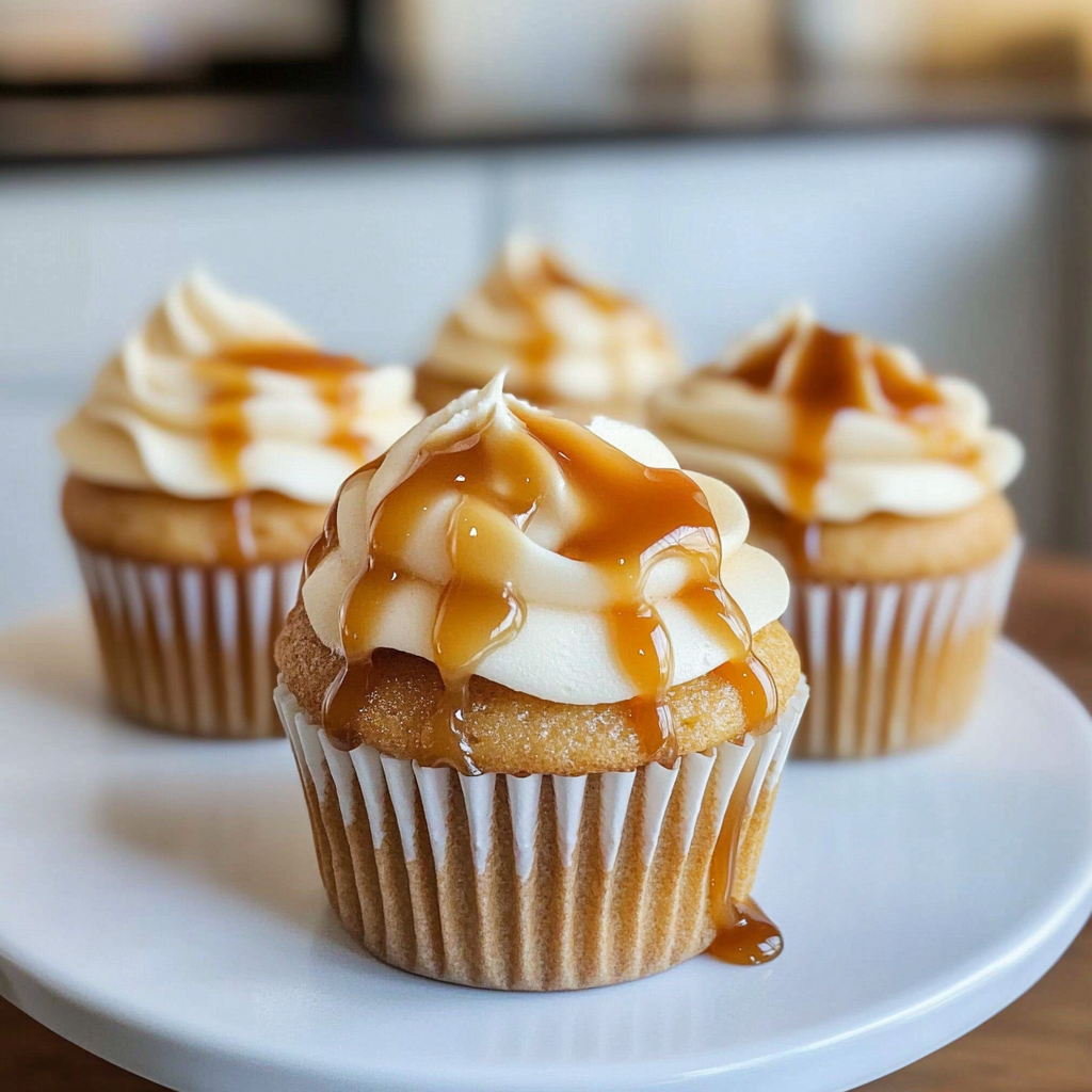 Recipe preparation for Caramel Apple Cider Cupcakes
