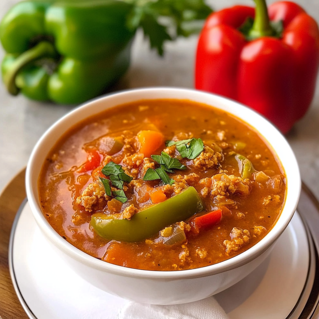 Recipe preparation for Instant Pot Stuffed Pepper Soup