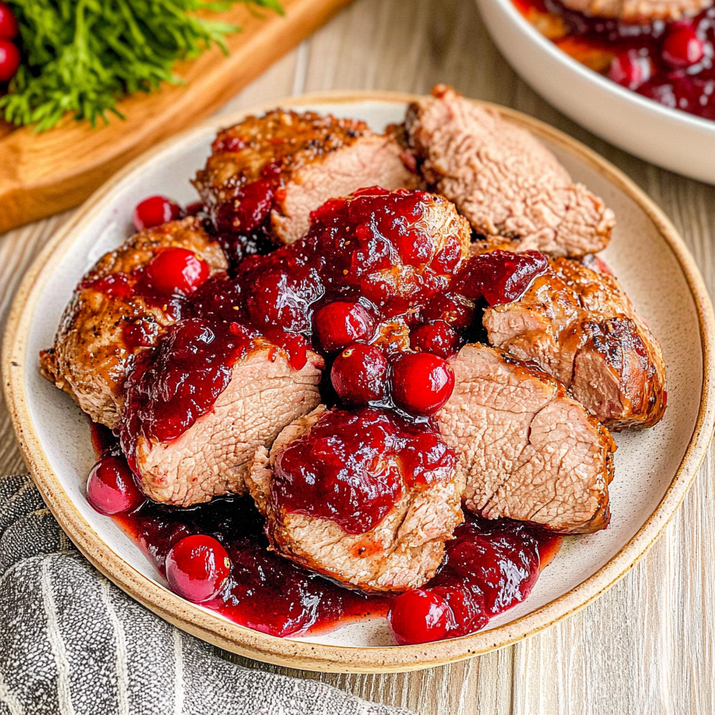 Recipe preparation for Instant Pot Cranberry Sauce and Pork Tenderloin