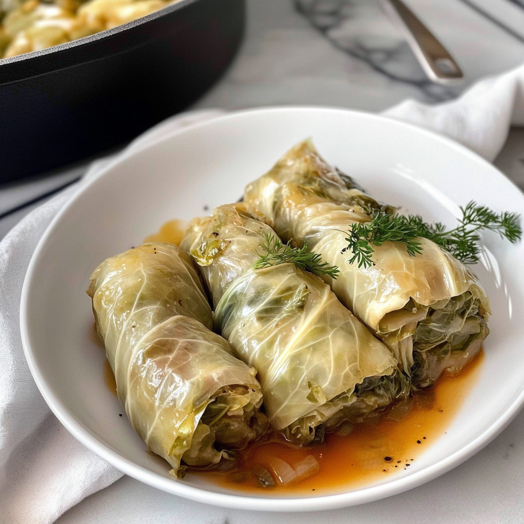 Recipe preparation for Greek Stuffed Cabbage Rolls