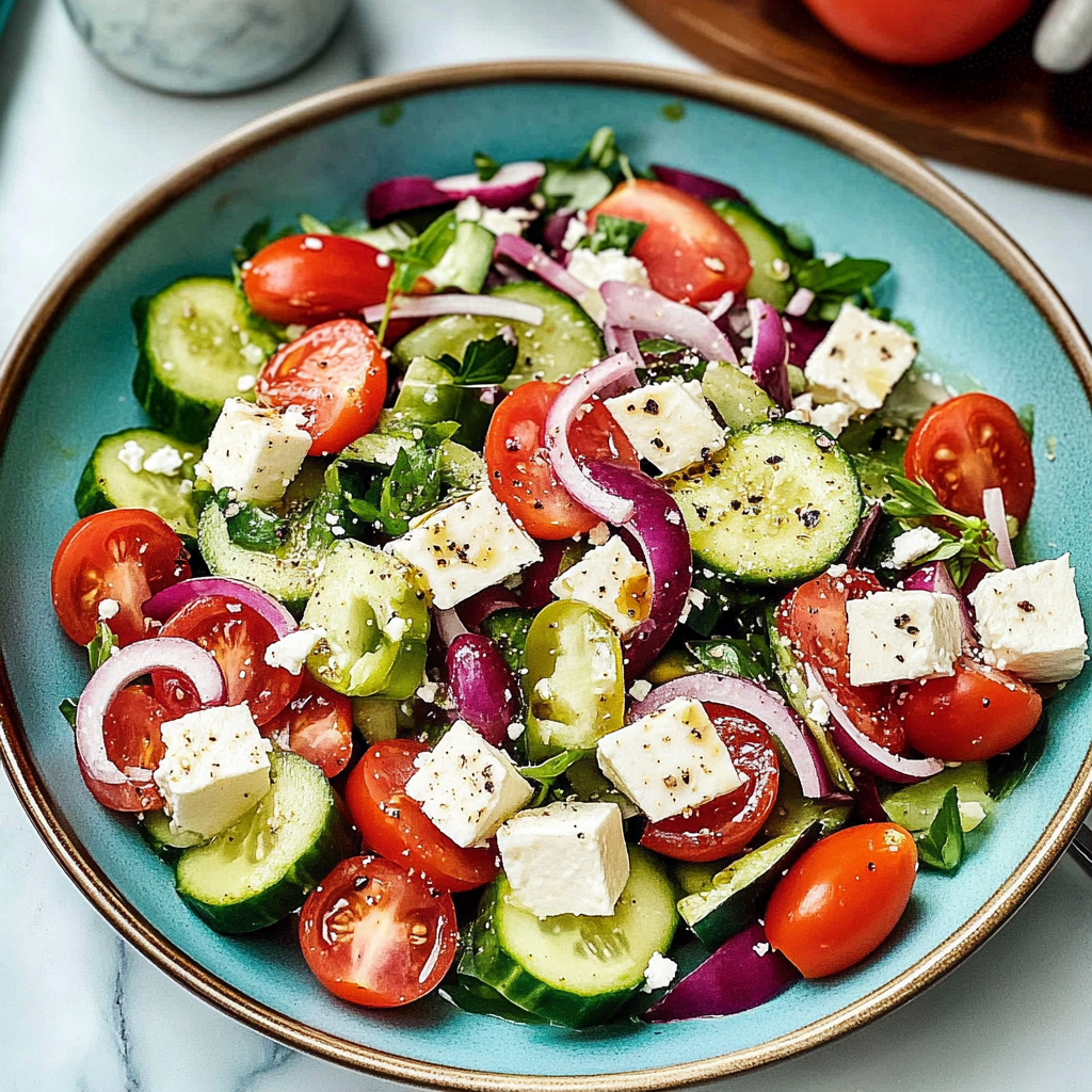 Recipe preparation for greek salad