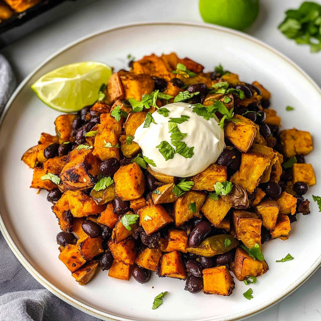 Recipe preparation for Sweet Potato and Black Bean Breakfast Hash