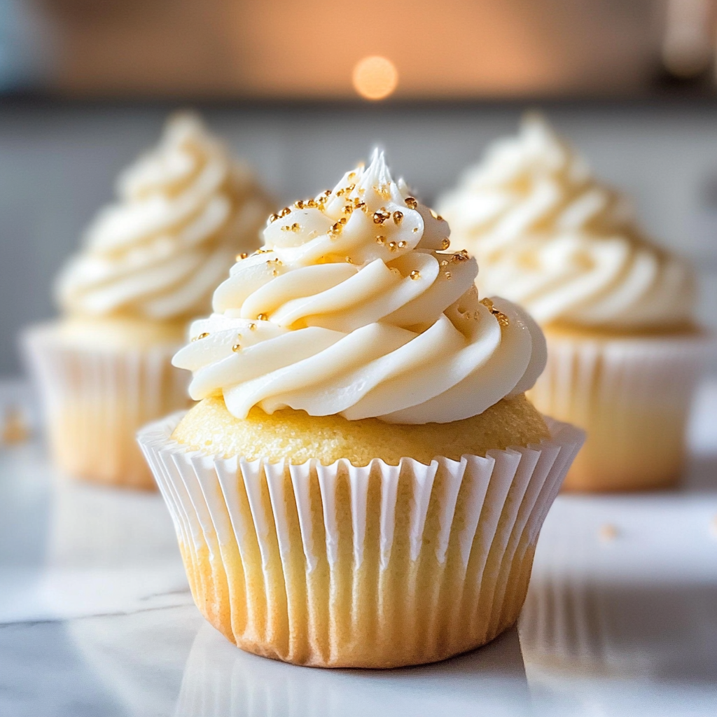 Recipe preparation for Winter Wonderland Vanilla Bean Cupcakes