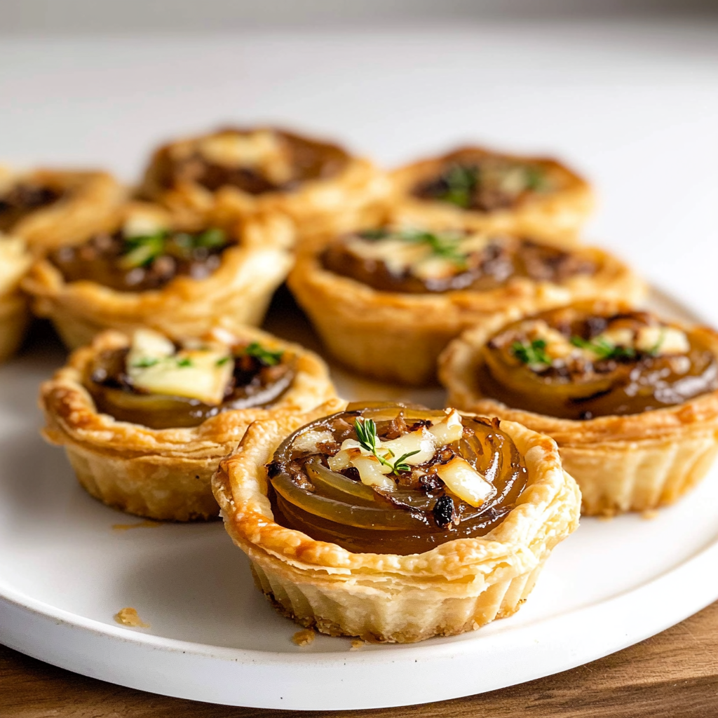Recipe preparation for Caramelized Onion and Gruyere Tartlets