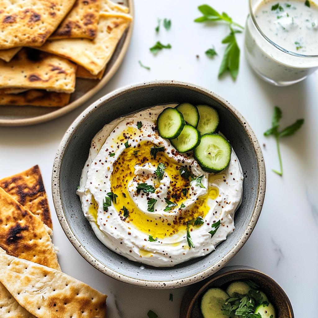 Recipe preparation for Garlic Yogurt Tahini Dip