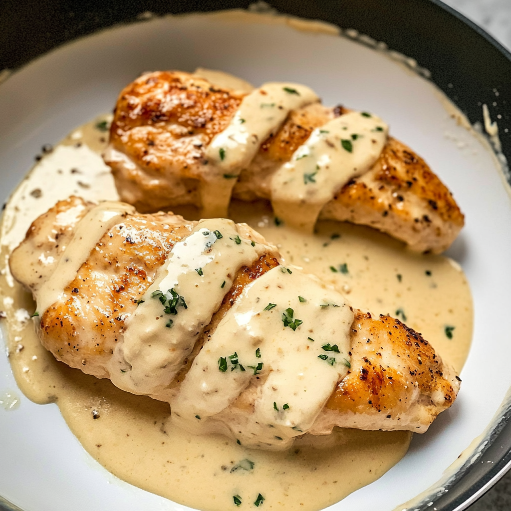 Recipe preparation for Creamy Garlic Chicken