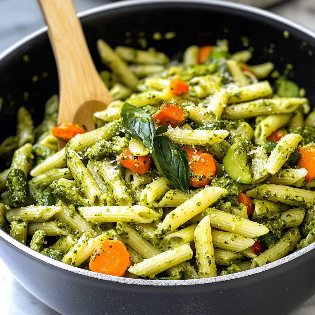 Recipe preparation for Pesto Pasta Primavera