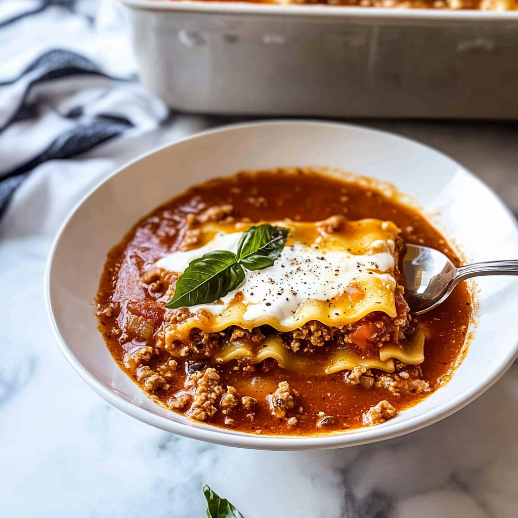 Recipe preparation for Lasagna Soup