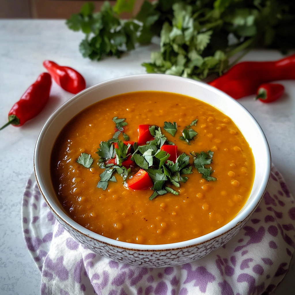 Recipe preparation for Spiced Red Lentil Soup
