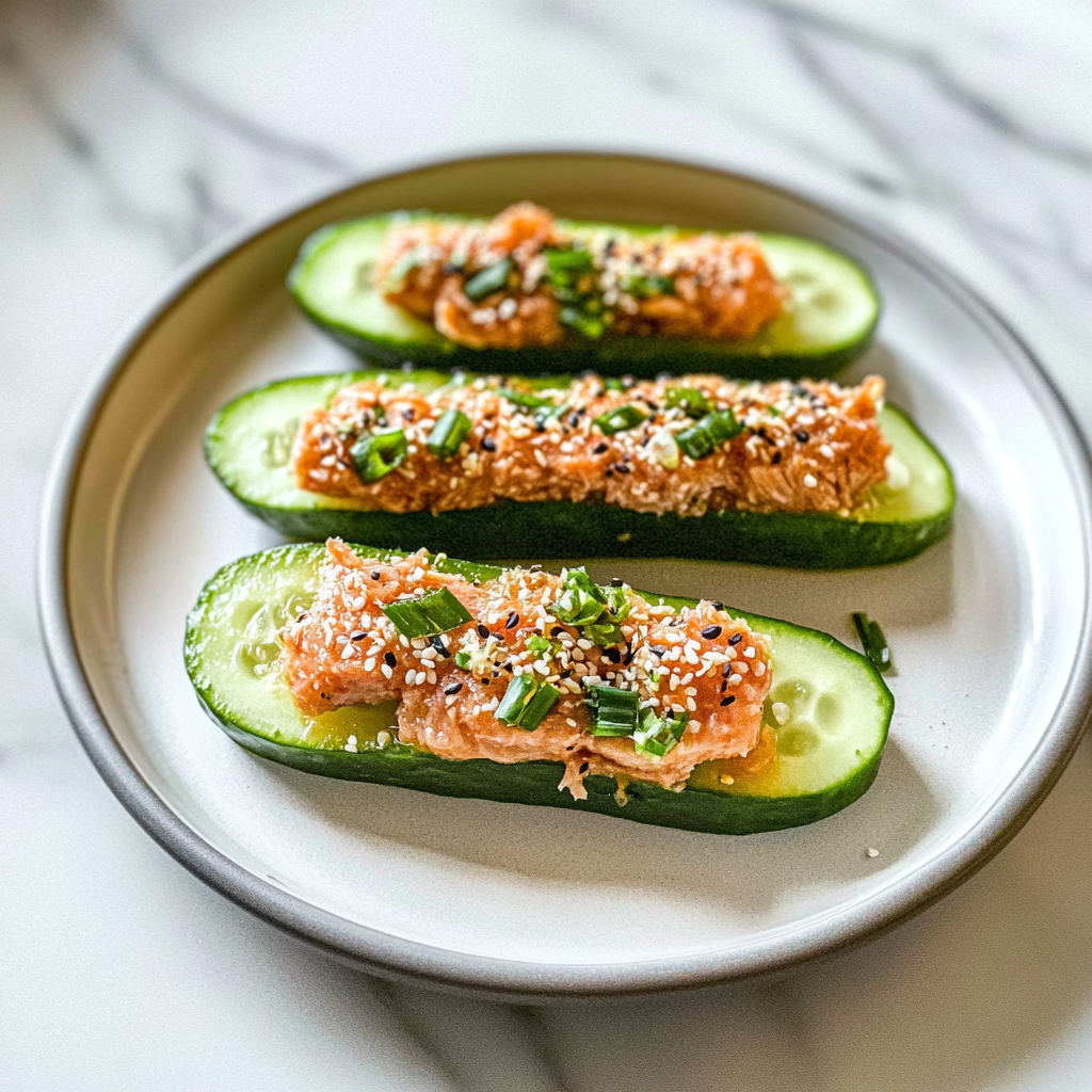 Recipe preparation for Cucumber Tuna Rounds